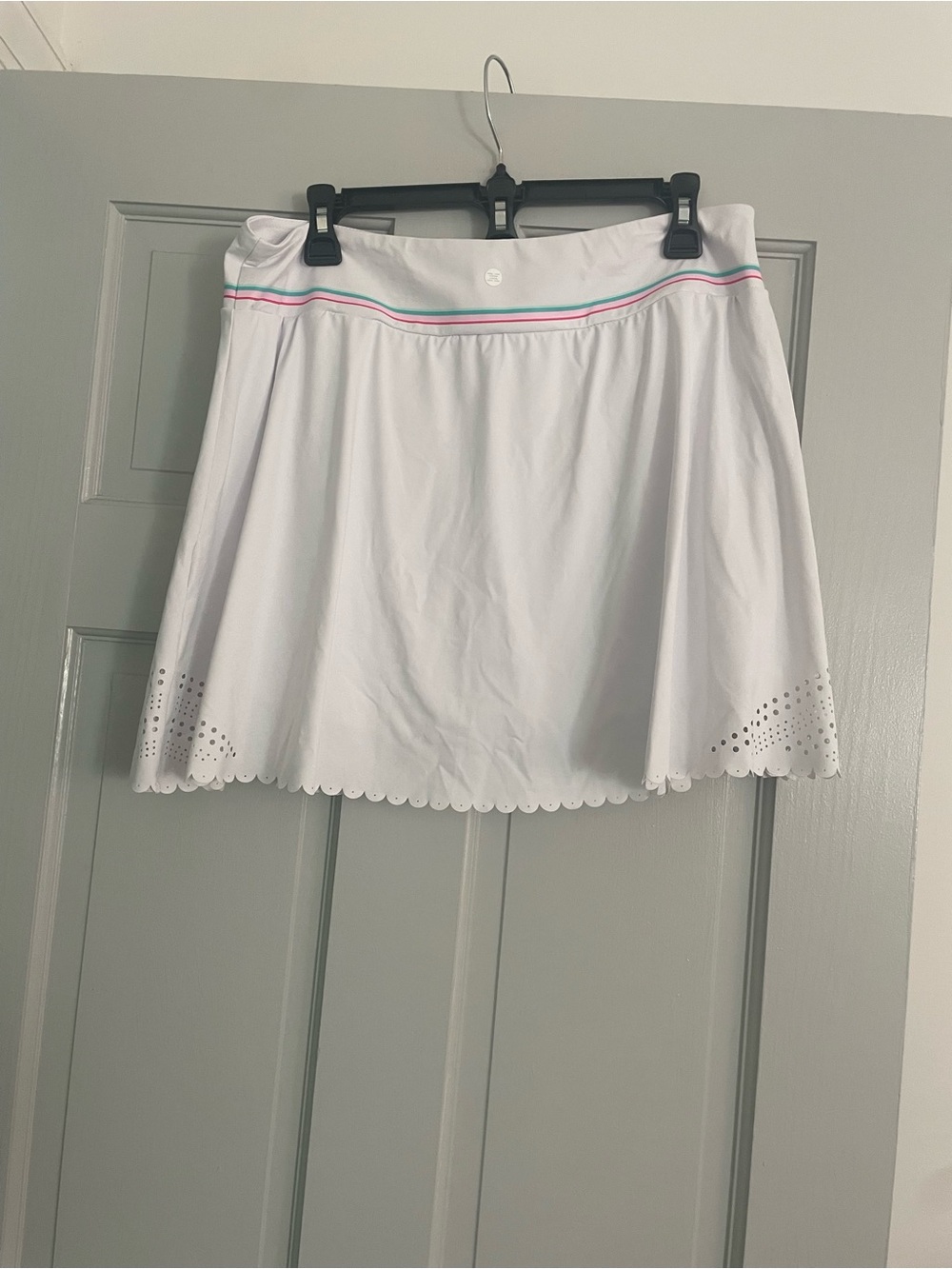 RBX White Mini Skirt with Pink & Teal Waist Trim